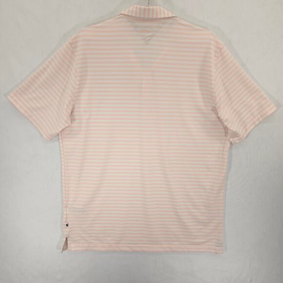 Adidas Adipure Polo Mens Large Pink Striped Performance Short Sleeve Golf Shirt - Picture 5 of 11